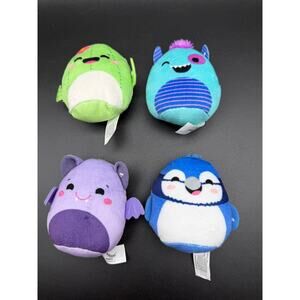 Squishmallows Micromallows Mini Plush Lot 4 Penguin Bat Monster Axolotl 2.5in